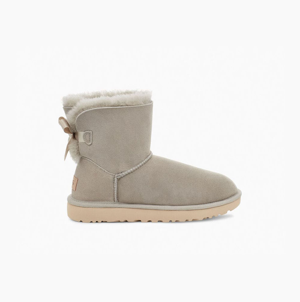 UGG Mini Bailey Bow II Grey Boots for Women (WIGT76248)